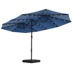 EROMMY 15 × 9 Double-Sided Patio Umbrella with Lights - Navy
