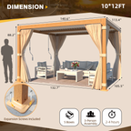 EROMMY 10X12 Pergola with Adjustable Louvered Roof  – Wood Grain
