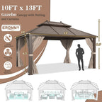 EROMMY 10X13 Small Gazebo with Netting for Backyard