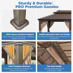 EROMMY 12X22 Gazebo with Double Galvanized Steel Roof