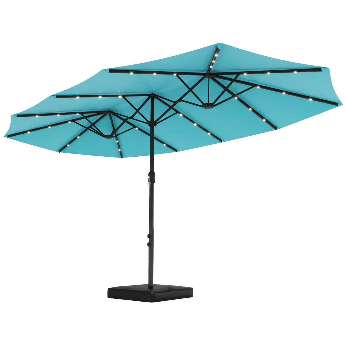 EROMMY 15 X 9 Double-Sided Large Umbrella with Solar LED - Blue