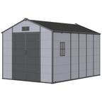 8x12 FT Outdoor Storage Shed, Weather-Resistant Shed with Lockable Double Doors & Built-In Floor, Sloped Roof Outdoor Shed for Backyard, Patio & Lawn, Black