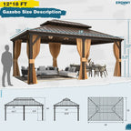 EROMMY 12X18 Hardtop Grill Gazebo with Metal Roof
