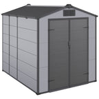 6x8 FT Outdoor Storage Shed, Weather-Resistant Shed with Lockable Double Doors & Built-In Floor, Sloped Roof Outdoor Shed for Backyard, Patio & Lawn, Gray