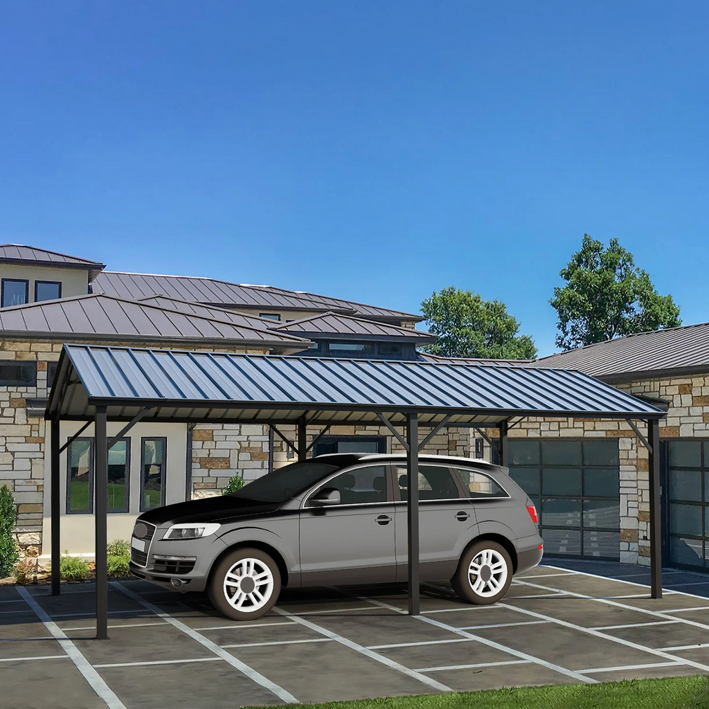 EROMMY 10X20 Metal Carport with Galvanized Roof