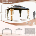 EROMMY 12X14 Gazebo with Double Galvanized Steel Roof