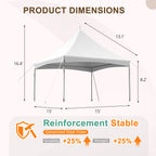 15x15 Ft Heavy Duty Tent Outdoor Wedding Tent Waterproof Patio Event Tents  for Parties Holiday BBQ Events, White