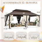 EROMMY 12x20 Patio Gazebo for Backyard Grey Hardtop Gazebo with Galvanized Steel Roof