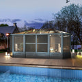 EROMMY 12X18 Solarium Room for 4 Season with Sliding Door – Grey