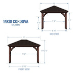 14×10 Cordova Gazebo-Dark Brown