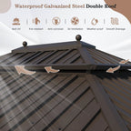 EROMMY 10' x 12' Deluxe Hardtop Gazebo with Galvanized Steel Roof and Mosquito Net, Permanent Pavilion Gazebo with Aluminum Frame