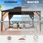 EROMMY 10' x 12' Deluxe Hardtop Gazebo with Galvanized Steel Roof and Mosquito Net, Permanent Pavilion Gazebo with Aluminum Frame