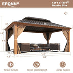 EROMMY 12X16 Hardtop Gazebo with Canopy for Poolside and Outdoor