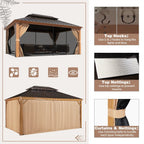 EROMMY 12X16 Hardtop Gazebo with Canopy for Poolside and Outdoor