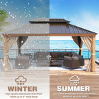 EROMMY 12X16 Hardtop Gazebo with Canopy for Poolside and Outdoor