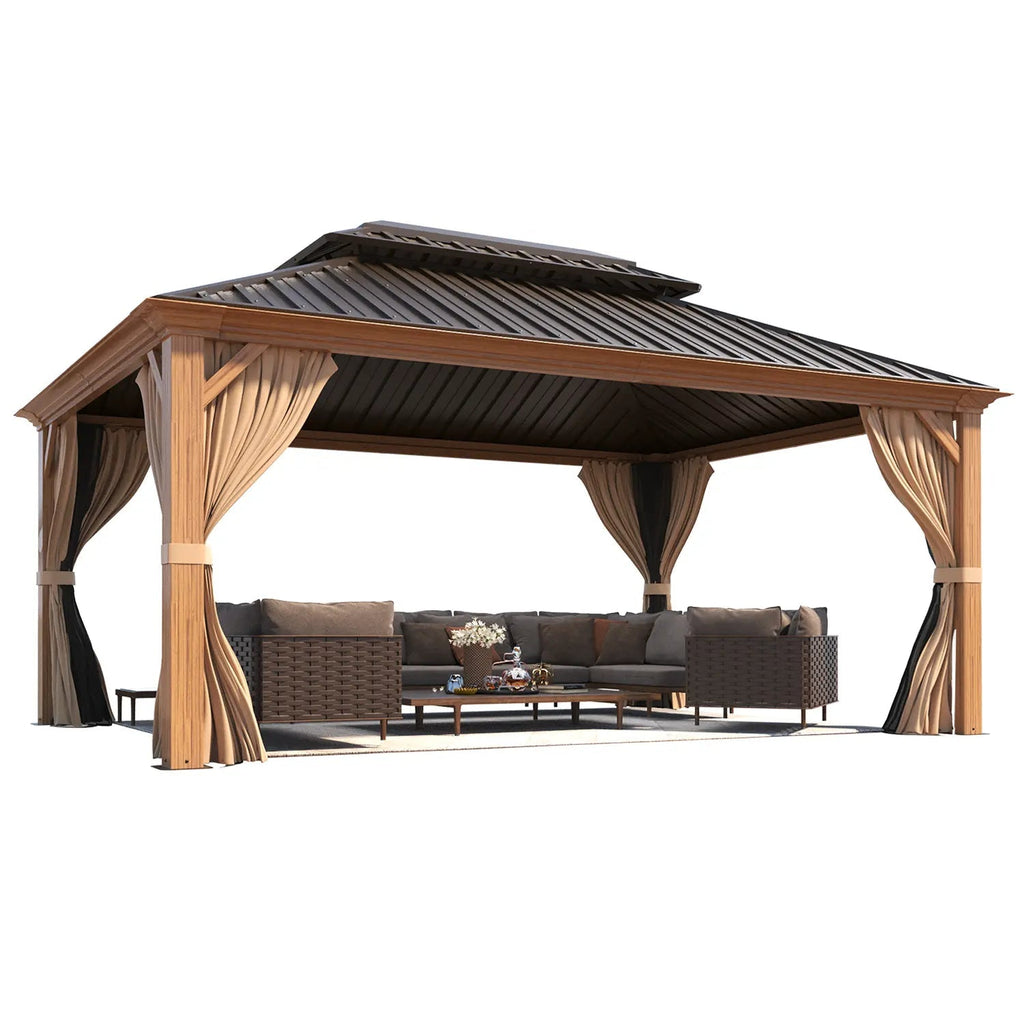 EROMMY 12X16 Hardtop Gazebo with Canopy for Poolside and Outdoor