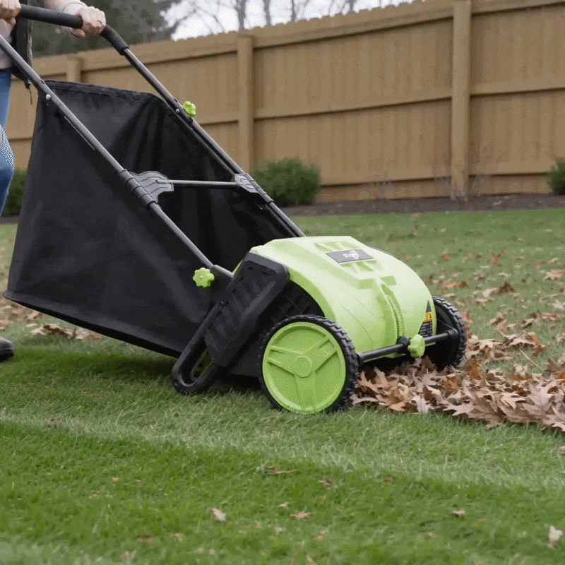 22-Inch Push Lawn Sweeper & Leaf Collector with 100L Hopper