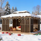 EROMMY 12X16 Enclosed Gazebo for All Season with Sliding Door – Brown