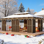 EROMMY 12X20 Enclosed Gazebo for All Season with Sliding Door – Brown