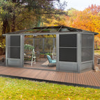 EROMMY 12X18 Solarium Room for 4 Season with Sliding Door – Grey