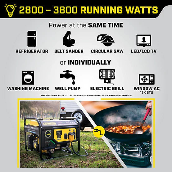 New!Champion Power Equipment 4550-Watt Dual Fuel RV Ready Portable Generator with CO Shield, 200970