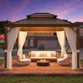 EROMMY 10x12 Aluminum Frame and Steel Top Gazebo with Gutter