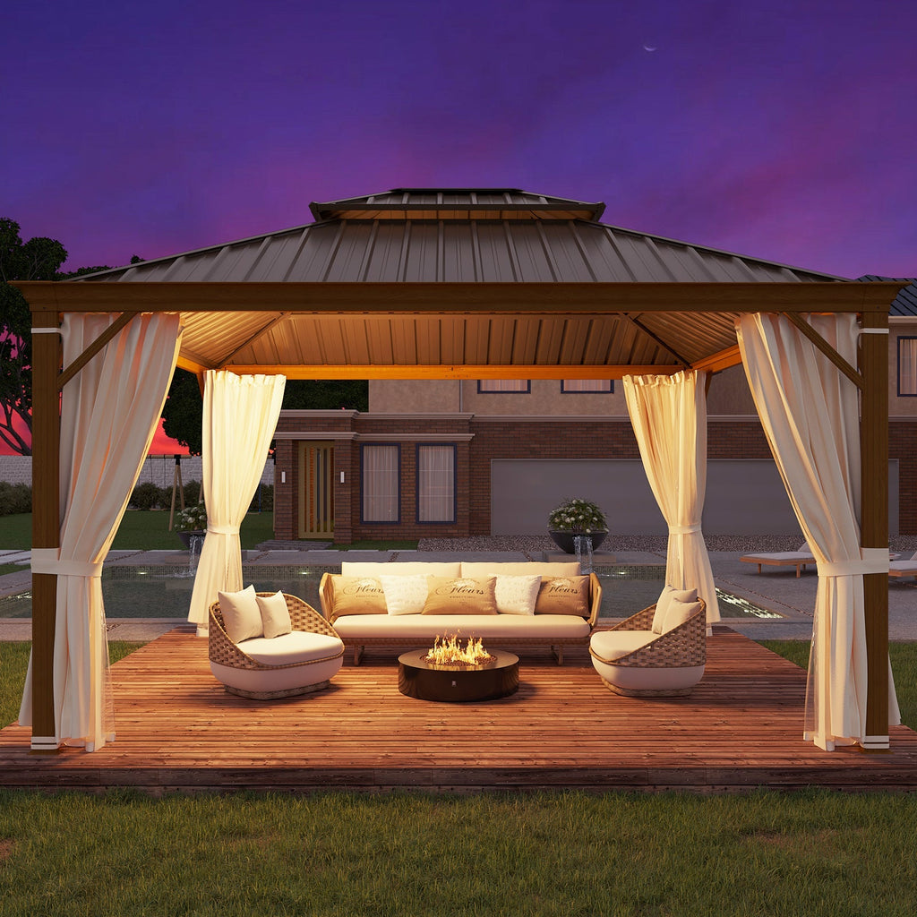 EROMMY 12x14 Hardtop Steel Gazebo with Easy Installation