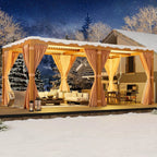 EROMMY 12X20 Adjustable Pergola with Louvers – Wood Grain