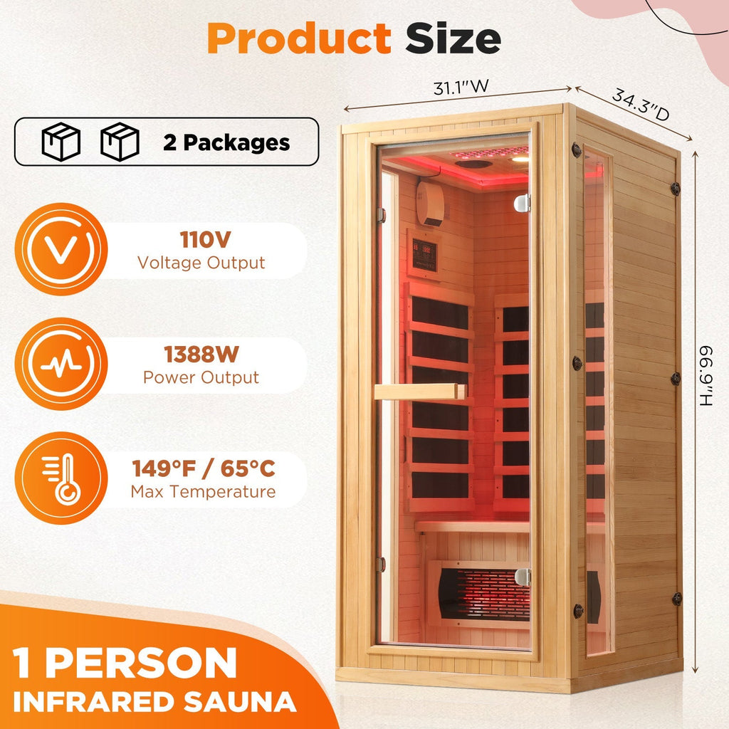 EROMMY 1 Person Infrared Sauna with Beauty Lamp