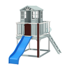 Erommy  Outdoor Wooden Playhouse for Kids - Fir Tree House with Slide, Climbing Ladder & Play Kitchen | Ages 4-8, Gray