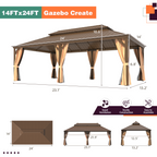 EROMMY 14X24 Hardtop Grill Gazebo with Netting and Sides