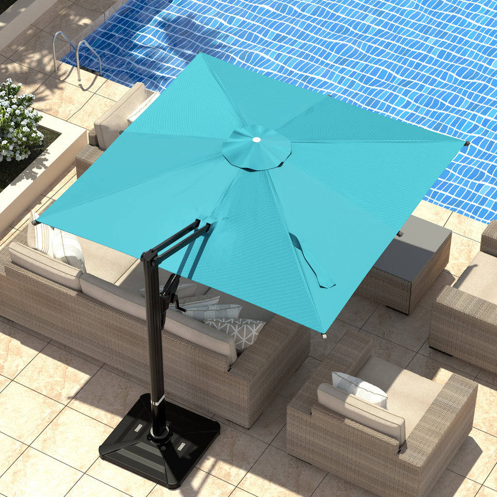 EROMMY 10 x 10 Outdoor Square Offset Umbrella with Sturdy Frame, Base Excluded - Blue
