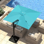 EROMMY 10 x 10 Outdoor Square Offset Umbrella with Sturdy Frame, Base Excluded - Blue