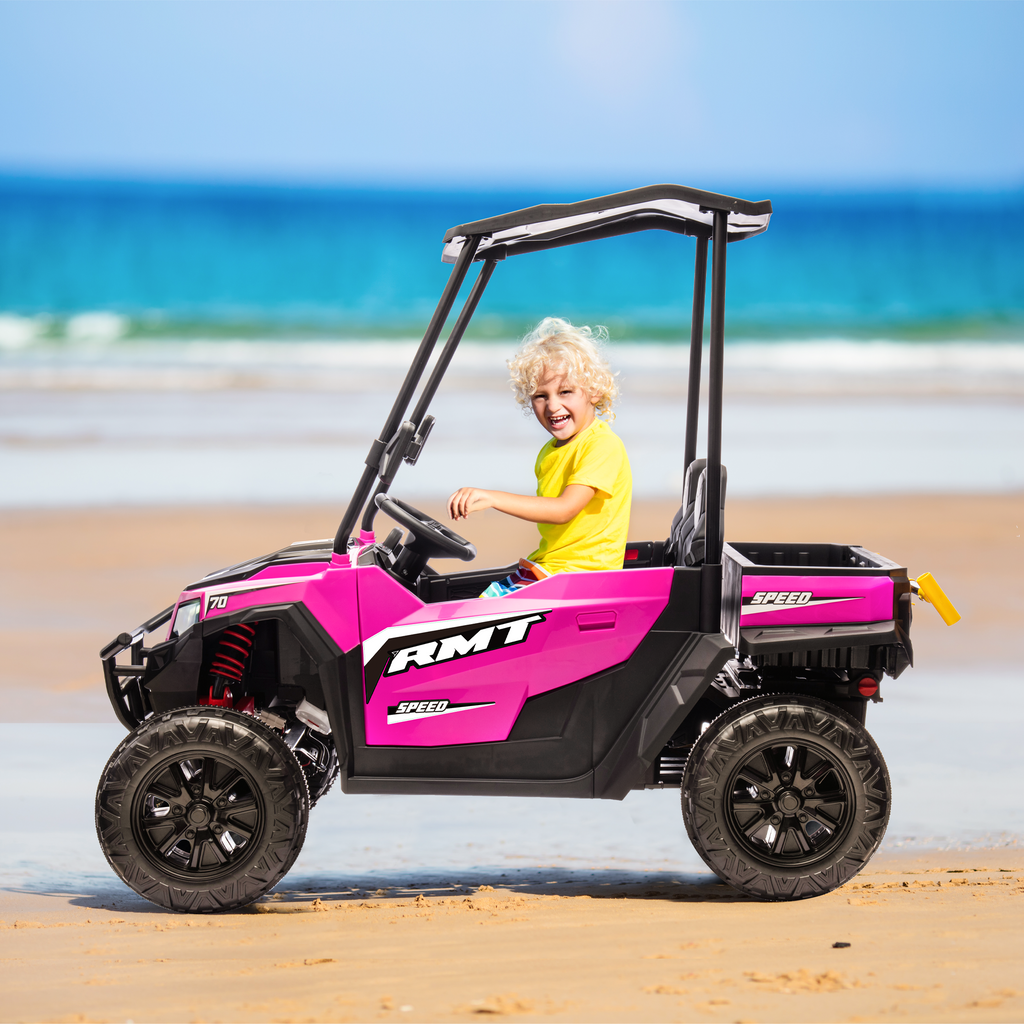 EROMMY 24V Ride on Electric Kids UTV Side by Side – Rose Red