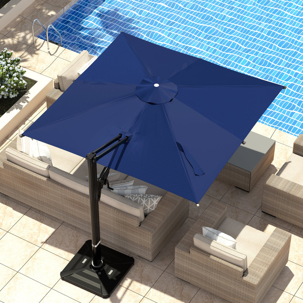 EROMMY 10 x 10 Outdoor Square Offset Umbrella with Sturdy Frame, Base Excluded - Navy
