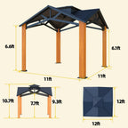 EROMMY 12X12 Hardtop Grill Gazebo with Ventilated Galvanized Steel Roof
