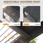 EROMMY 11x13 Aluminum Pergola with Louvered Canopy – Dark Grey