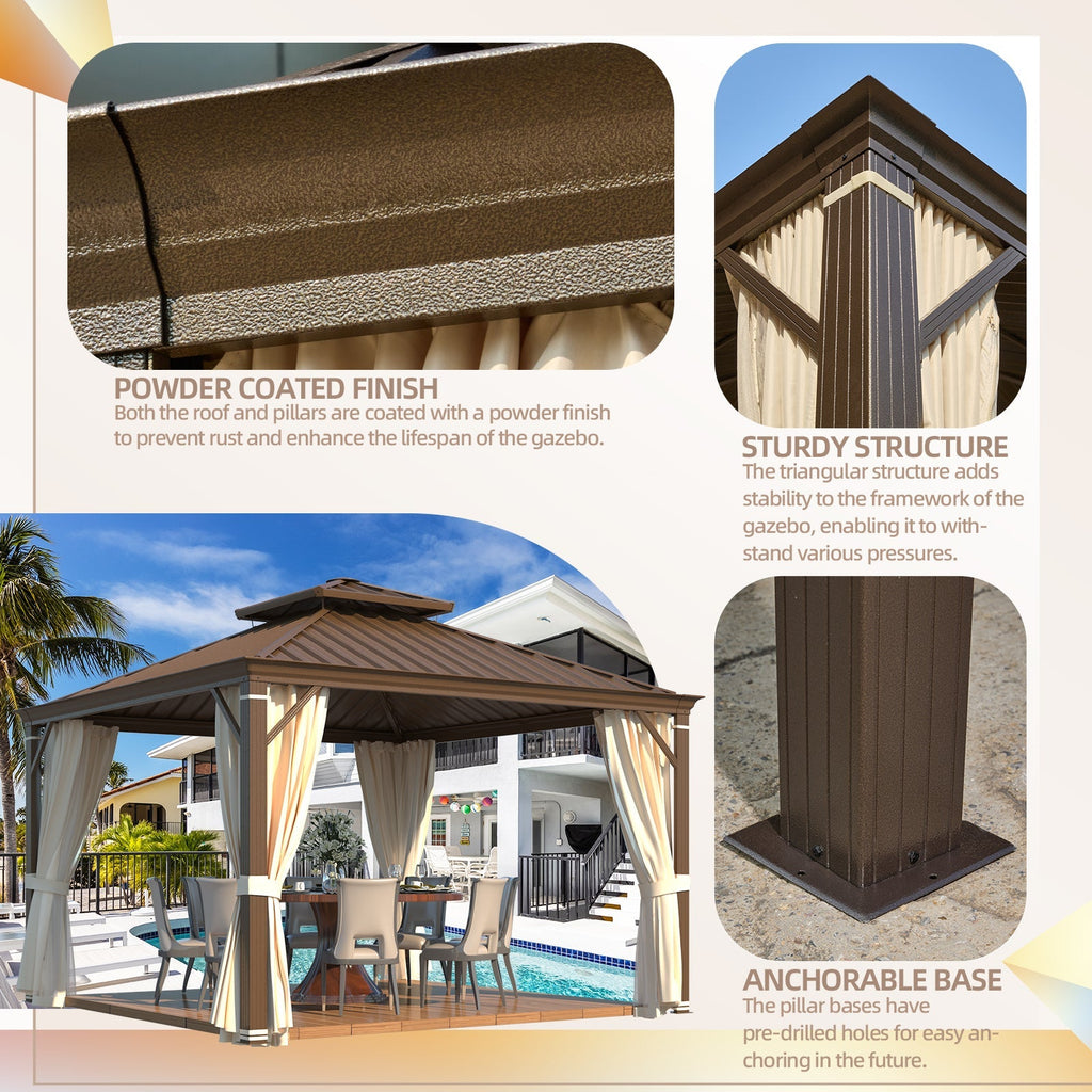 EROMMY 12x12 Screened Gazebos with Aluminum Frame