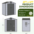 6x4 FT Outdoor Storage Shed, Weather-Resistant Shed with Lockable Double Doors & Built-In Floor, Sloped Roof Outdoor Shed for Backyard, Patio & Lawn, Black