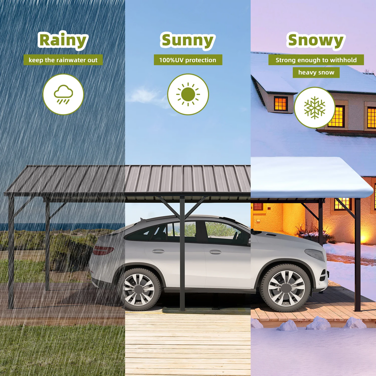 EROMMY 10X20 Metal Carport with Galvanized Roof