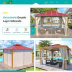 EROMMY 10x12 Double Roof Gazebo