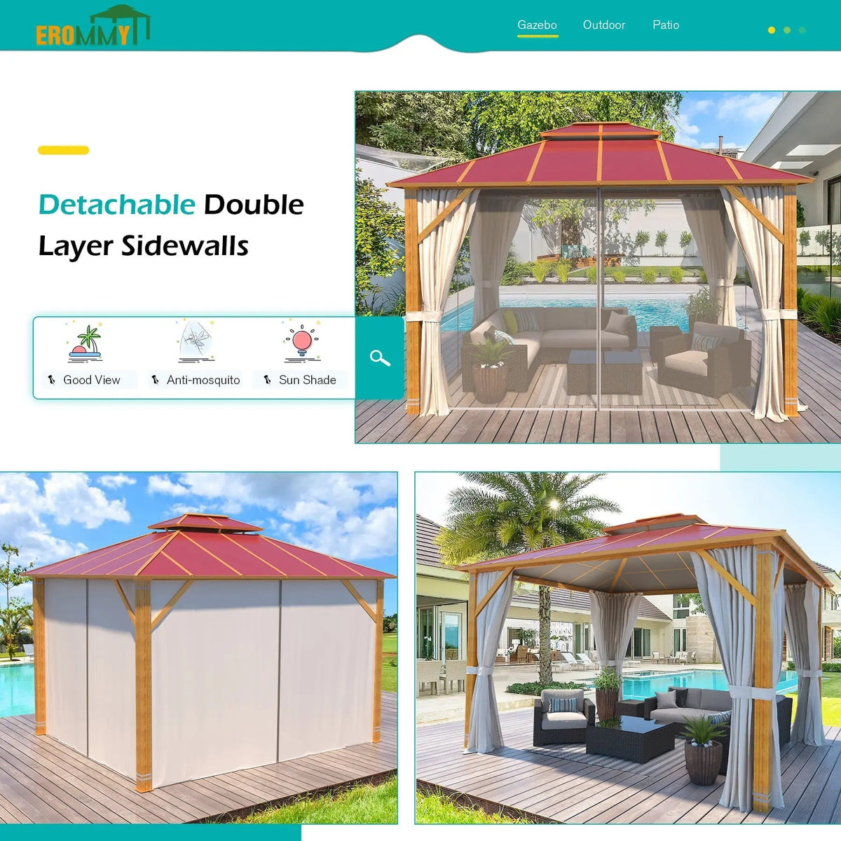 EROMMY 10x12 Double Roof Gazebo