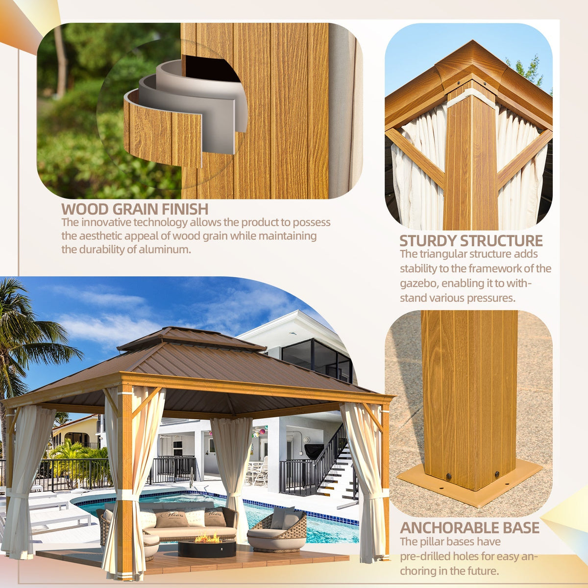 EROMMY 12x14 Hardtop Steel Gazebo with Easy Installation