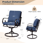 Erommy  Patio Swivel Chair Set of 2, Outdoor Dining Chairs with Cushions, Blue