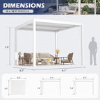 EROMMY 10' x 10' Outdoor Pergola with Adjustable Louvered Roof & Integrated Drainage, Heavy-Duty Metal Louvered Pergola for Patios, White