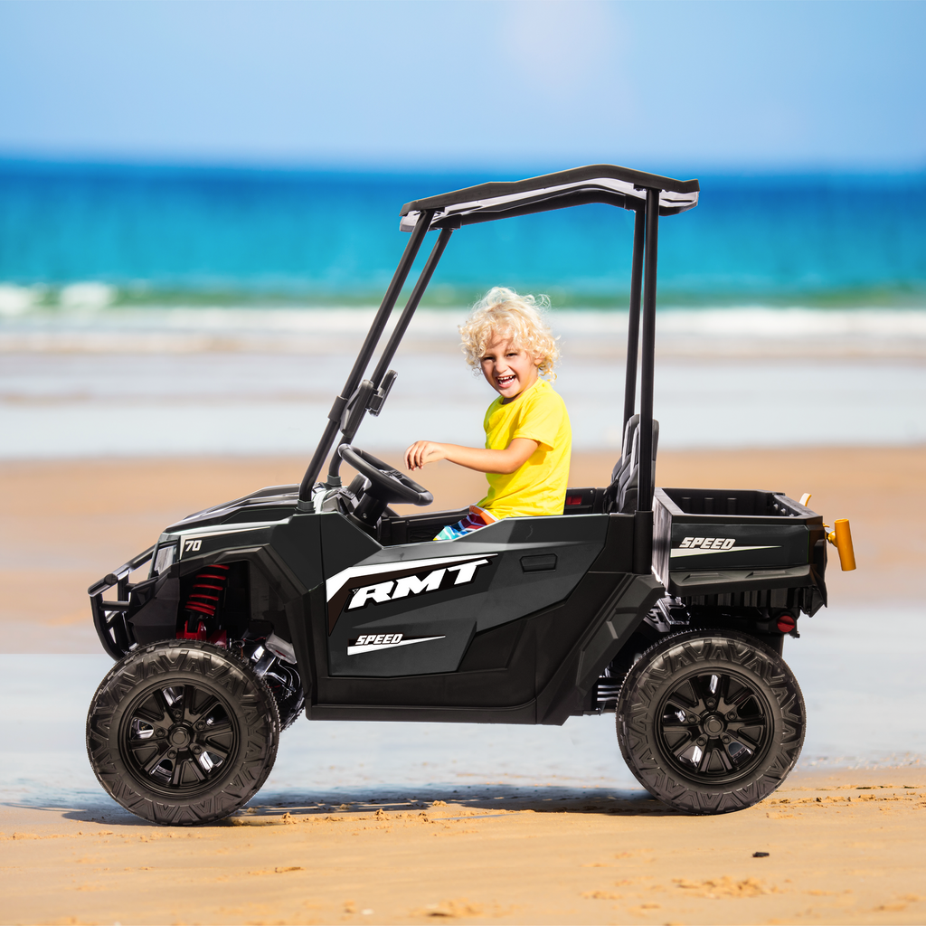EROMMY 24V Ride on Electric Kids UTV Side by Side – Black