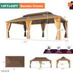 EROMMY 14X22 Hardtop Grill Gazebo with Netting and Sides