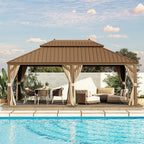 EROMMY 12X22 Gazebo with Double Galvanized Steel Roof