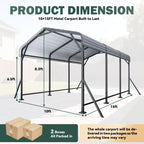 EROMMY 10' x 15' Outdoor Steel Carport with Galvanized Steel Frame and Roof