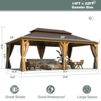 EROMMY 14X22 Hardtop Privacy Carport with Insect Screen